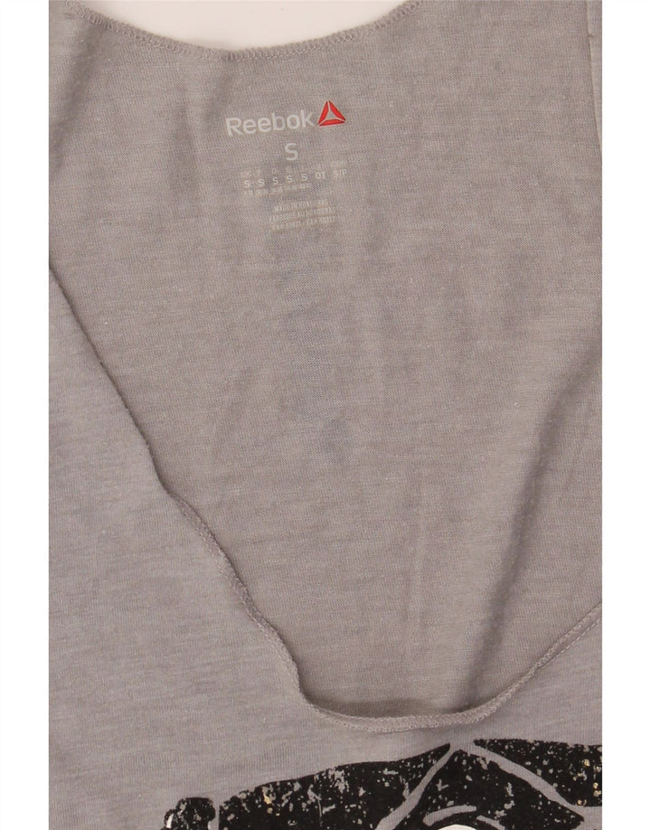 REEBOK Womens Graphic Vest Top UK 8/10 Small Grey Vintage Reebok and Second-Hand Reebok from Messina Hembry 