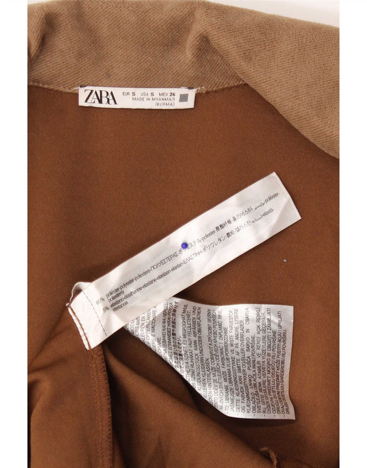 Zara Womens Open Overcoat UK 10 Small Brown Polyester