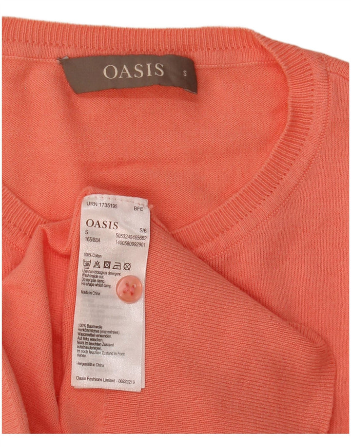 Oasis Dame Cardigan Sweater UK 10 Small Orange Bomuld
