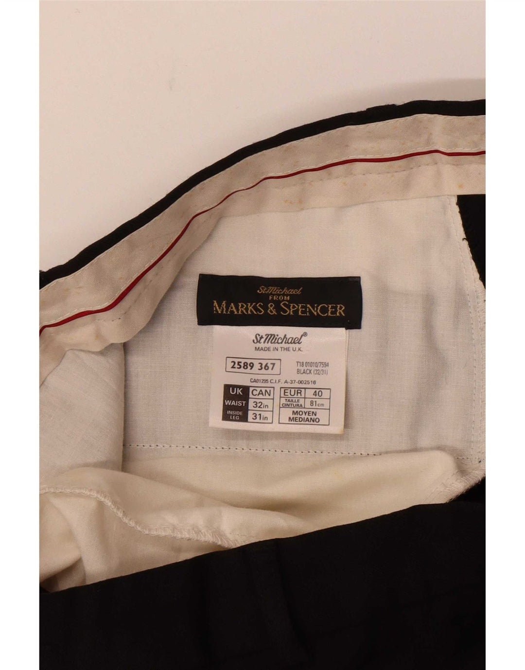 Marks & Spencer Herre St. Michael Straight Suit Bukser W32 L28 Sort Uld