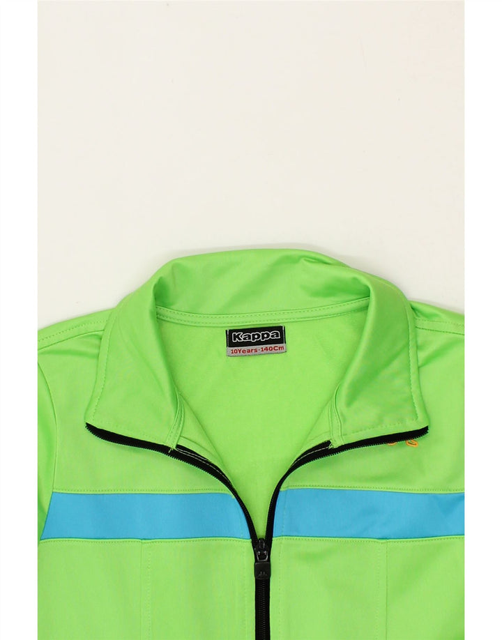 KAPPA Boys Tracksuit Top Jacket 9-10 Years Green Colourblock Polyester Vintage Kappa and Second-Hand Kappa from Messina Hembry 
