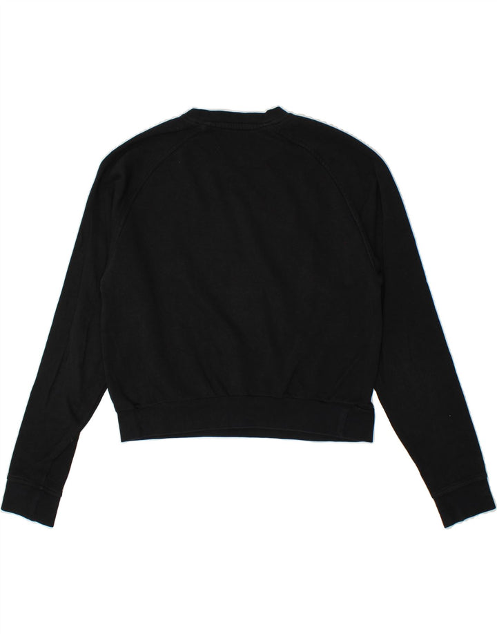 KAPPA Womens Crop Sweatshirt Jumper UK 14 Medium Black Vintage Kappa and Second-Hand Kappa from Messina Hembry 