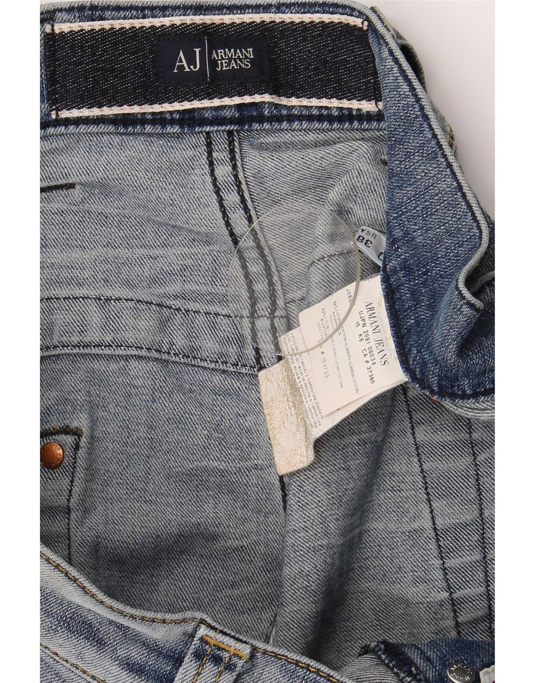 Armani Herre Distressed Straight Jeans W38 L32 Blå Bomuld