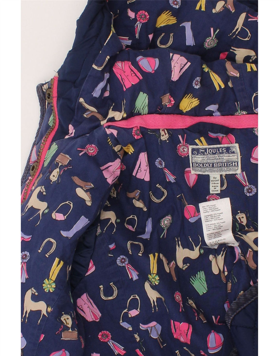 Joules piger hættejakke quiltet 5-6 år marineblå polyester