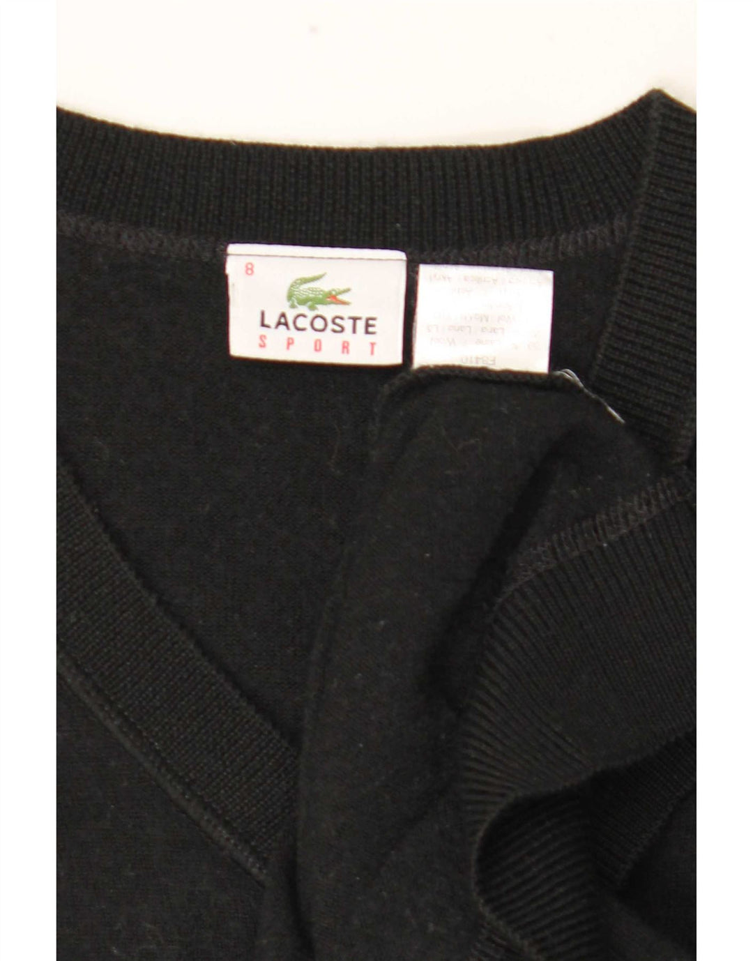 Lacoste Herre V-hals sweater Str. 8 3XL Sort Uld