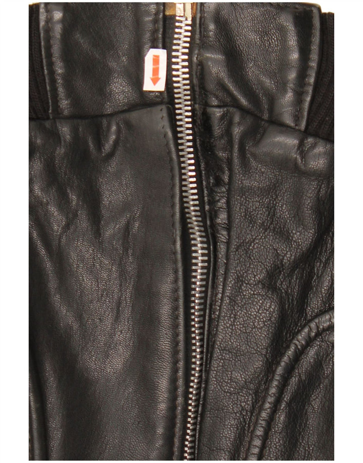 VINTAGE Herre Læderjakke UK 40 Stor Sort Læder