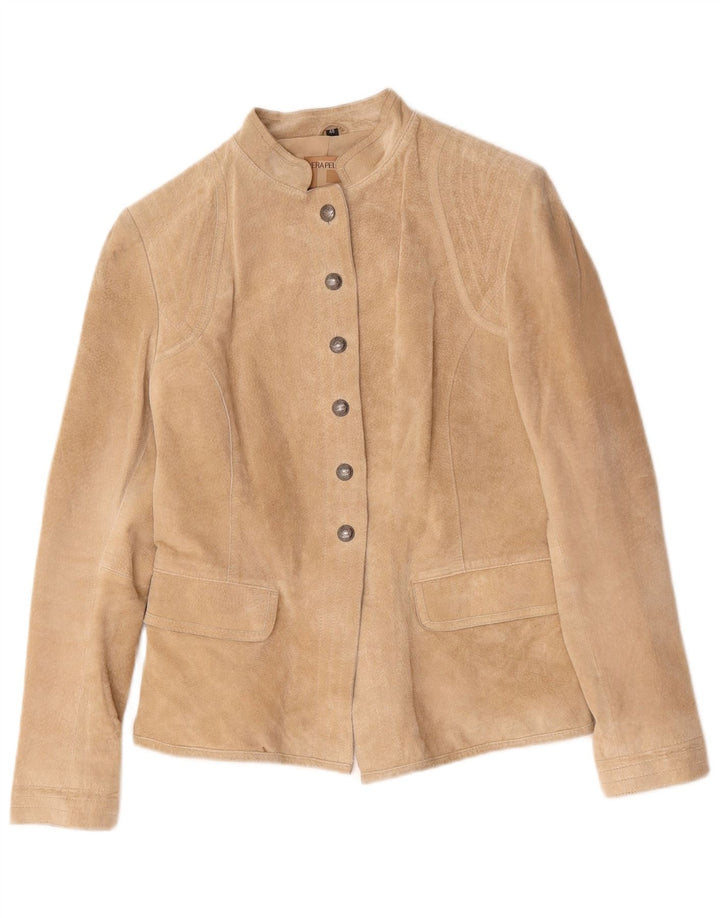 Conbipel Dame 6-knaps Ruskind Blazer Jacket IT 46 Large Beige Læder