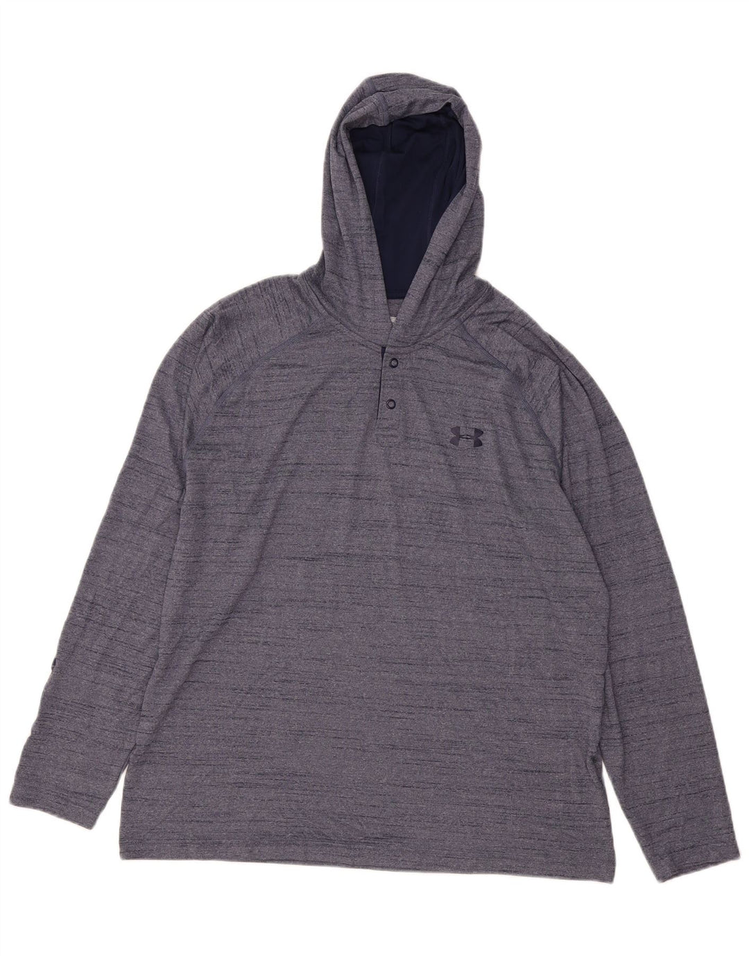 UNDER ARMOR Herre Heat Gear Hooded Top Langærmet Large Navy Blue Flecked