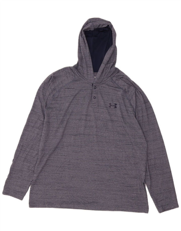 UNDER ARMOR Herre Heat Gear Hooded Top Langærmet Large Navy Blue Flecked