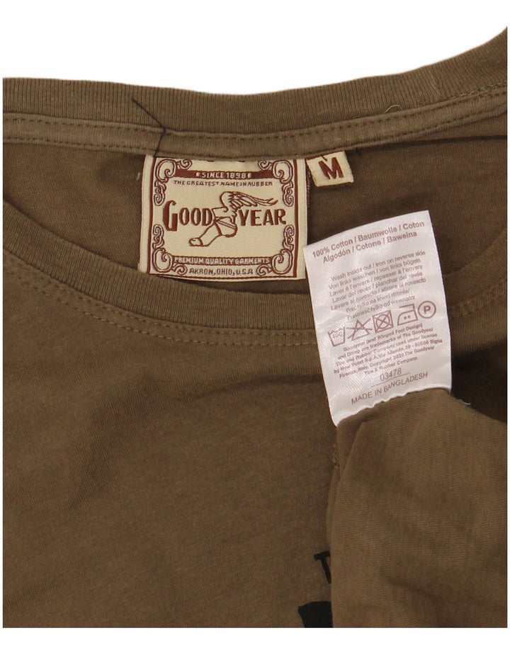 GODT ÅR Herre Grafisk T-Shirt Top Medium Khaki Bomuld