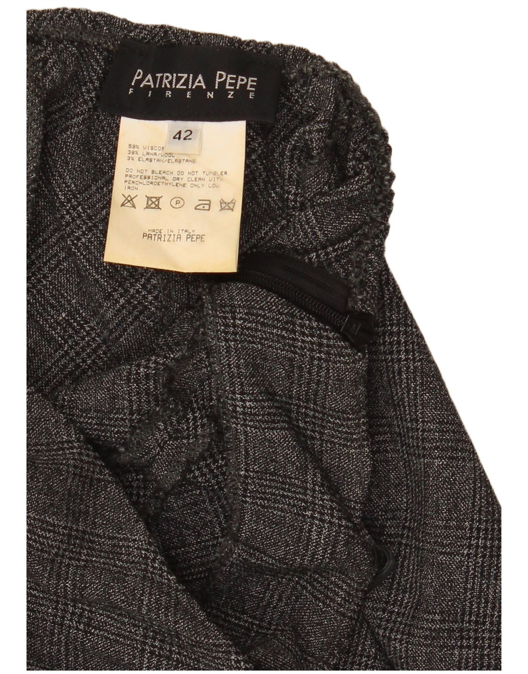 Patrizia Pepe Dame Stropløs Kjole IT 42 Medium Grey Houndstooth Viscose