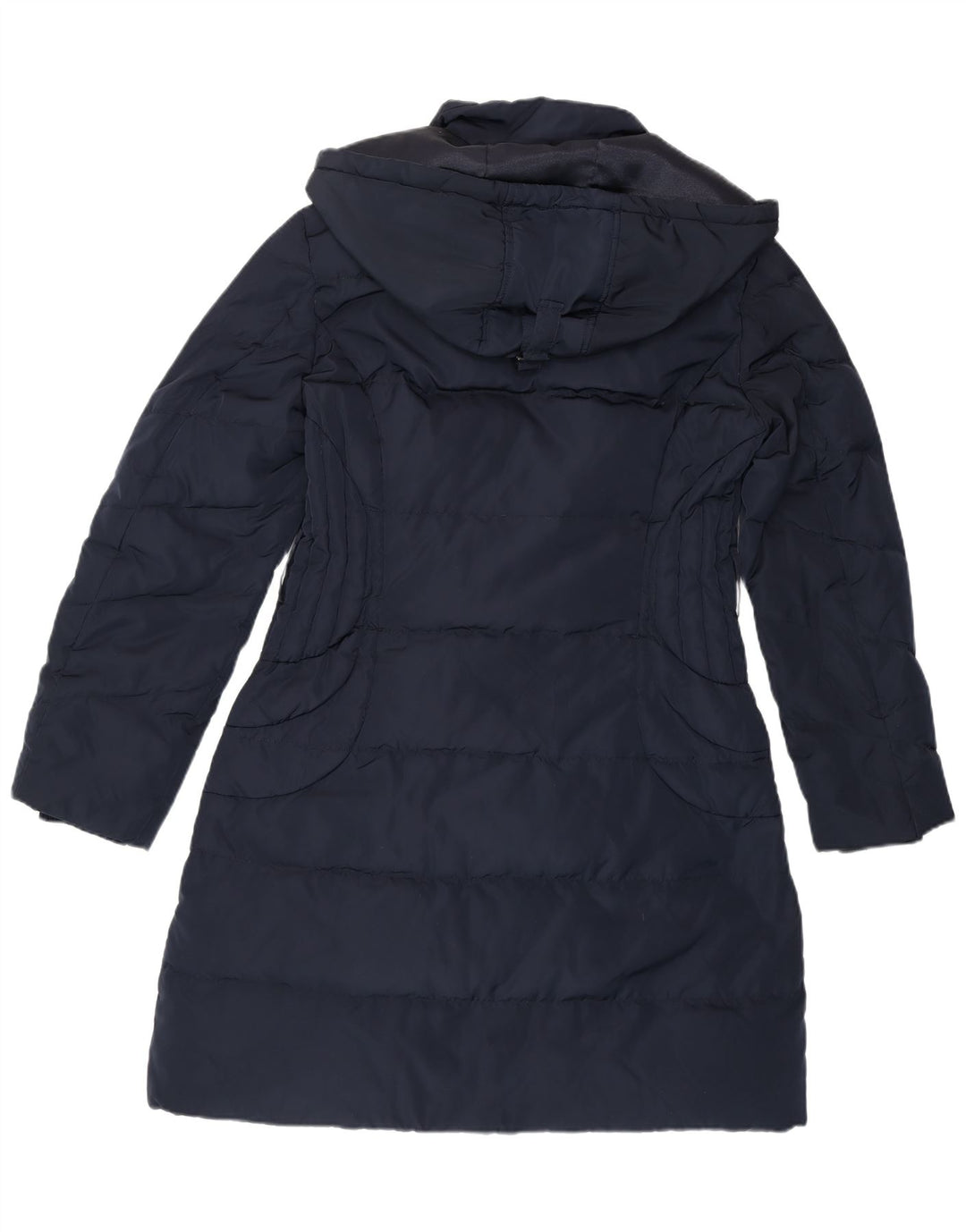 MONSOON Dame Hooded Polstret Frakke UK 14 Medium Navy Blue Polyester