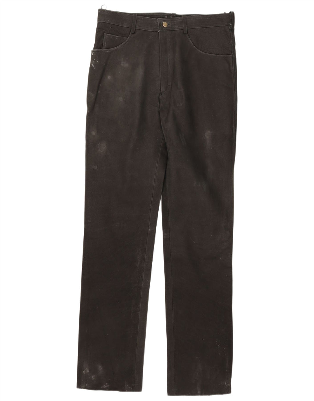 Vintage Slim Læderbukser til mænd W36 L36 sort læder