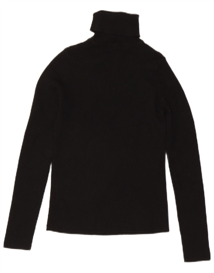 Zara Dame Roll Neck Bluse Top UK 12 Medium Black Viscose
