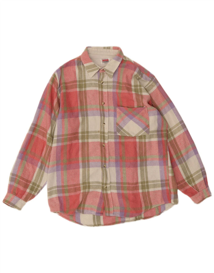 Vintage herre flannel skjorte stor pink ternet akryl