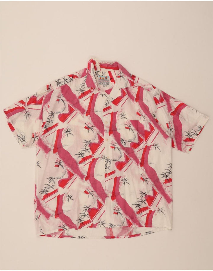 VINTAGE Mens Abstract Pattern Shirt Size 41/42 Large White Colourblock Vintage Vintage and Second-Hand Vintage from Messina Hembry 