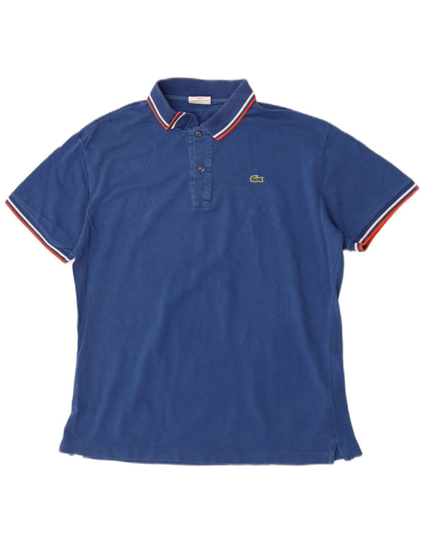 Lacoste Herre Slim Fit Polo Shirt Størrelse 6 XL Blå Stribet Bomuld