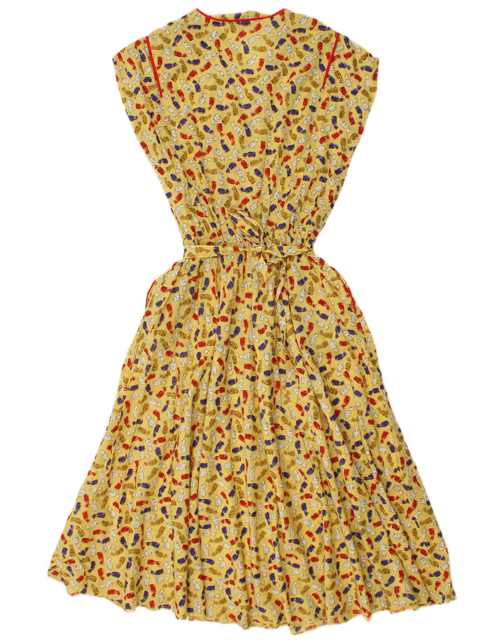 Vintage kvinders abstrakt mønster Maxikjole IT 46 Large Yellow