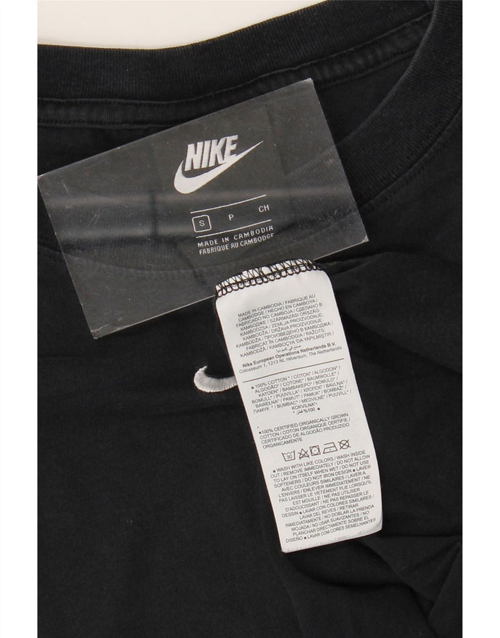 NIKE Womens Crop Oversized T-shirt Top UK 10 Small Black Bomuld