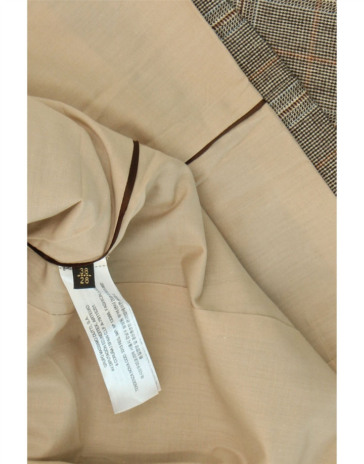 MASSIMO DUTTI Womens 1 Button Blazer Jacket EU 38 Small Grey Check Cotton Vintage Massimo Dutti and Second-Hand Massimo Dutti from Messina Hembry 