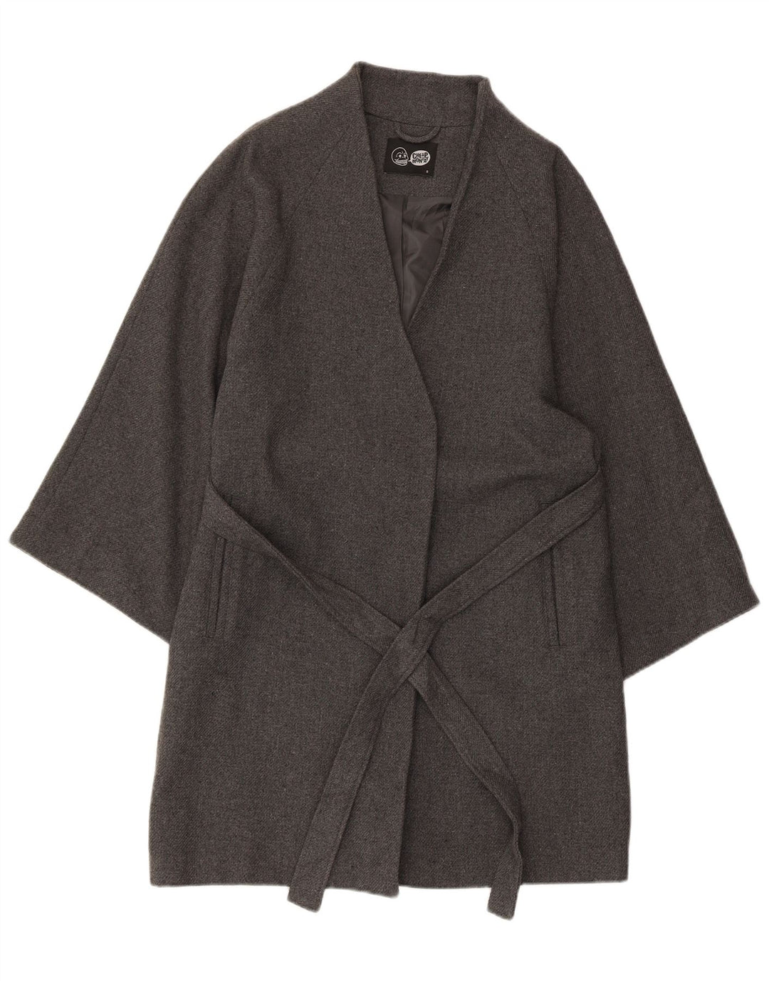 BILLIG MANDAG Dame Overfrakke UK 10 Lille Grå Akryl