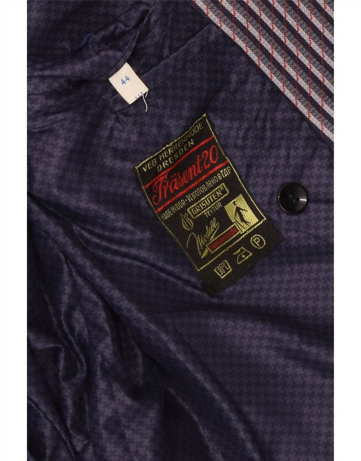 Vintage dobbeltradet blazerjakke til kvinder EU 44 XL marineblå stribet