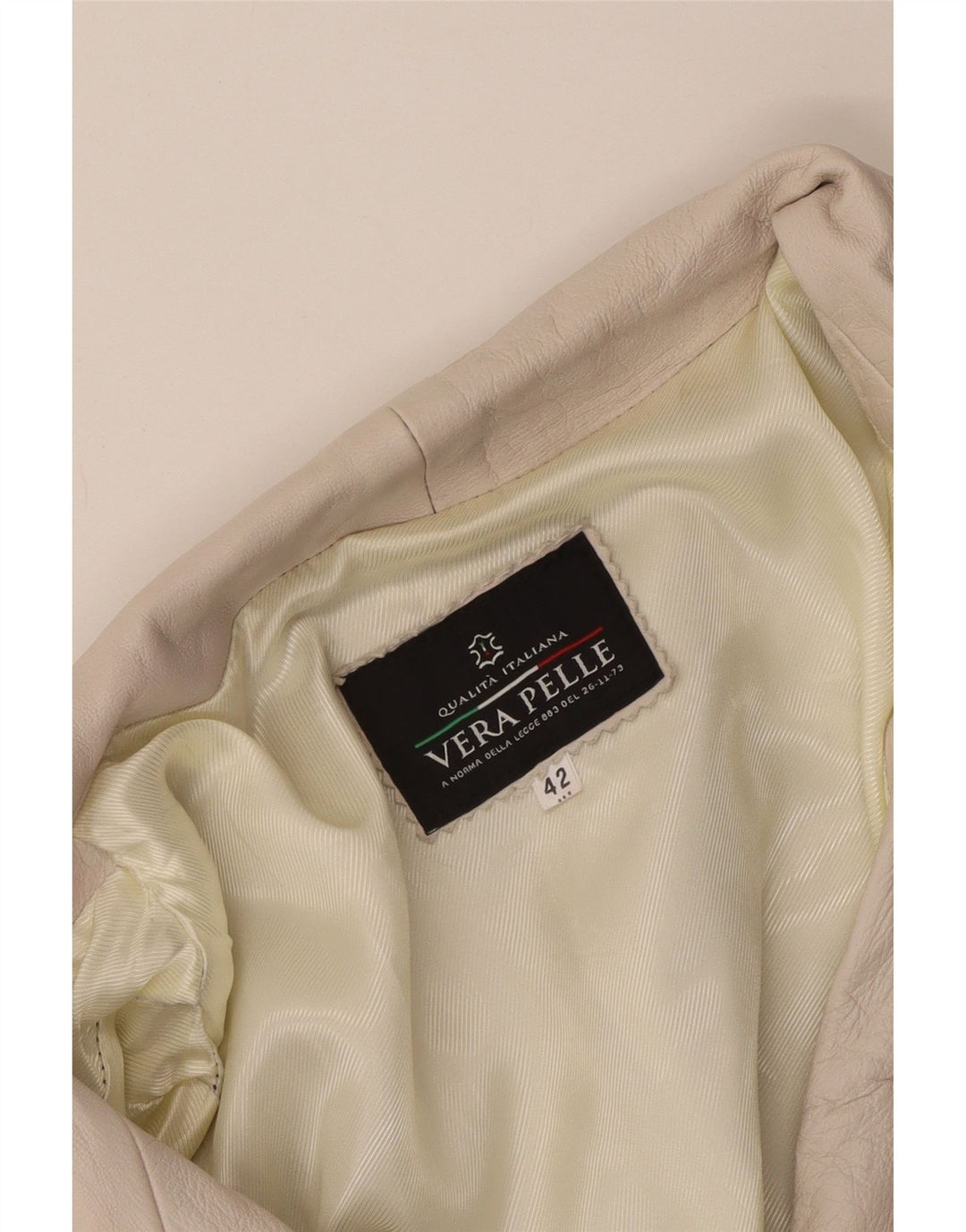 Vintage læderfrakke til kvinder IT 42 Medium Off White Læder