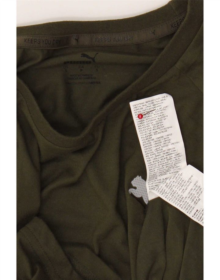 Puma Herre T-Shirt Top Small Khaki Colourblock Polyester