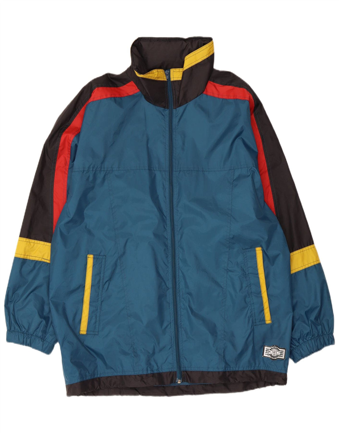 Brugi Mens Hooded Rain Jacket UK 40 Large Blue Colourblock Polyamide