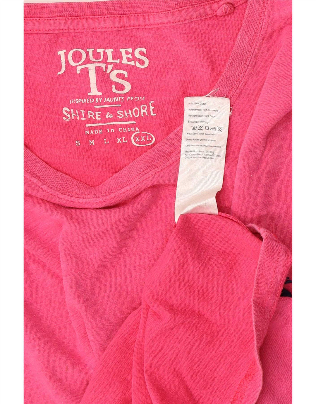 Joules Herre T-Shirt Top 2XL Pink Bomuld