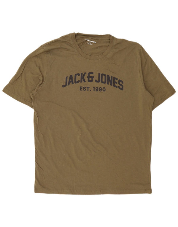 JACK & JONES Herre grafisk T-shirt Top 2XL Grøn Bomuld