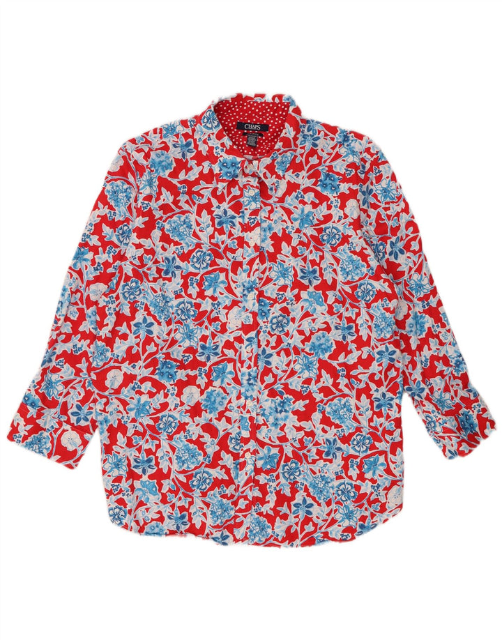 Chaps Dameskjorte UK 18 XL Rød Blomsterbomuld