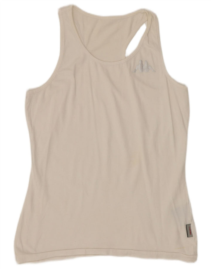 KAPPA Damevest Top UK 14 Stor Hvid Bomuld