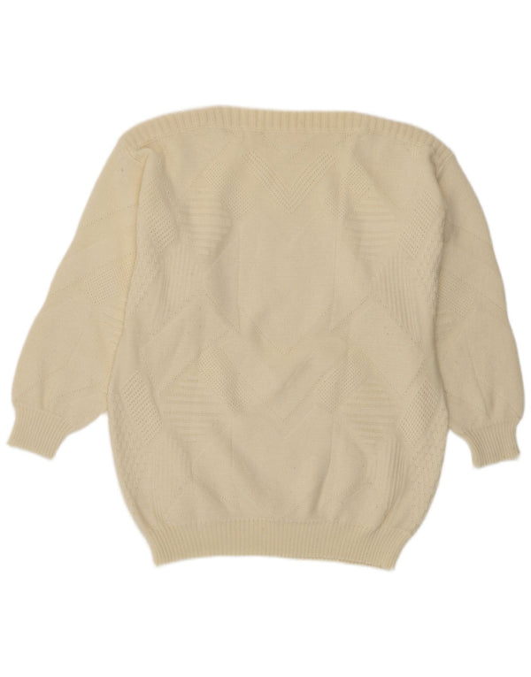 VINTAGE Dame Boat Neck Jumper Sweater UK 16 Large Off White