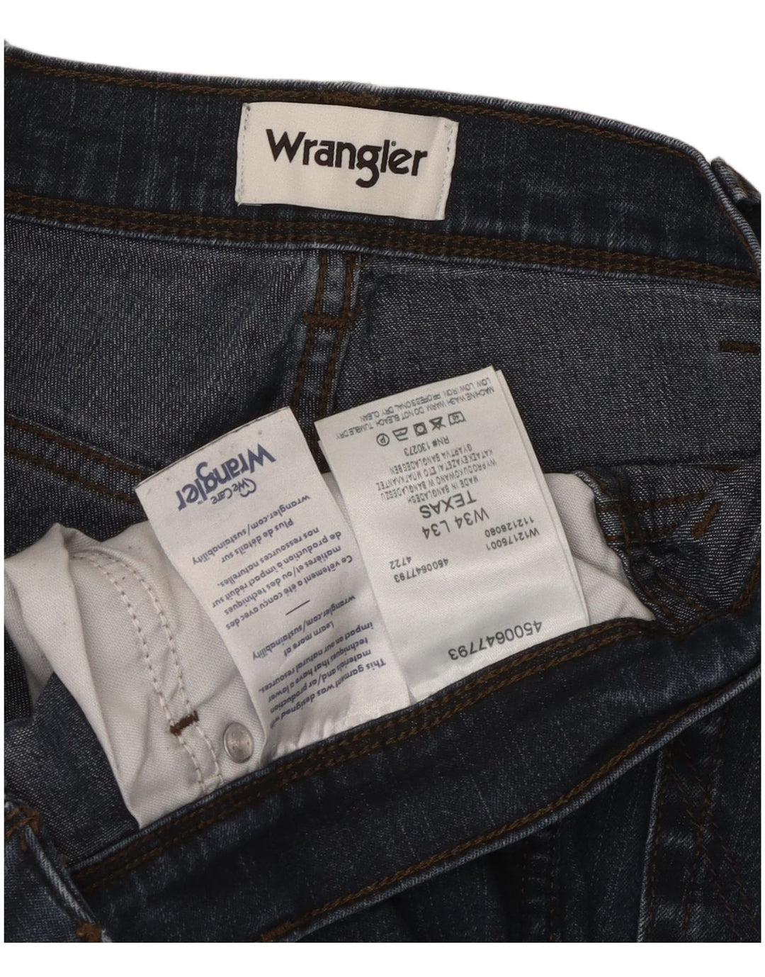 Wrangler Herre Texas Straight Jeans W34 L34 Blå Bomuld