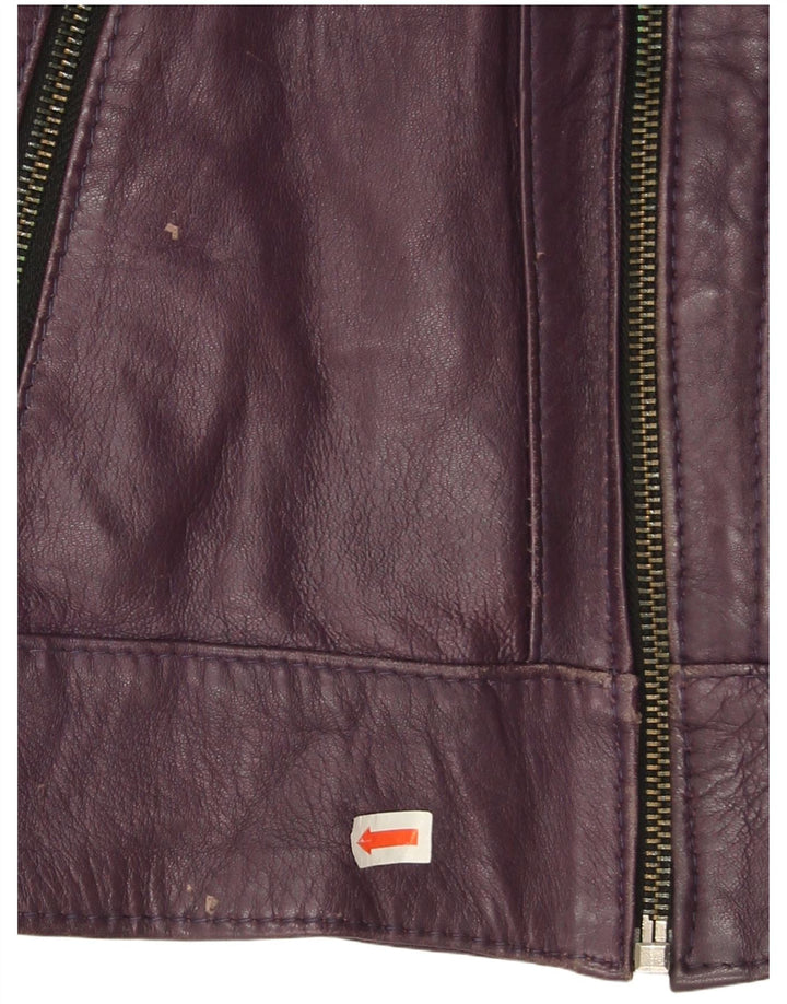 Rinascimento Womens Crop Læderjakke UK 14 Large Purple Læder