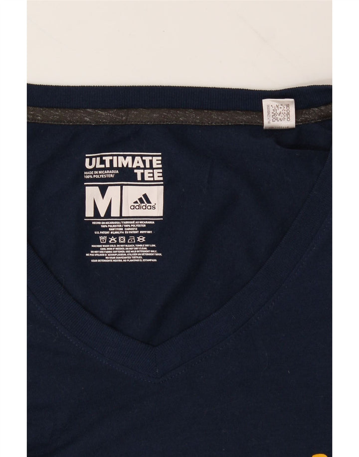 ADIDAS Womens Graphic Top Long Sleeve UK 14 Medium Navy Blue Vintage Adidas and Second-Hand Adidas from Messina Hembry 