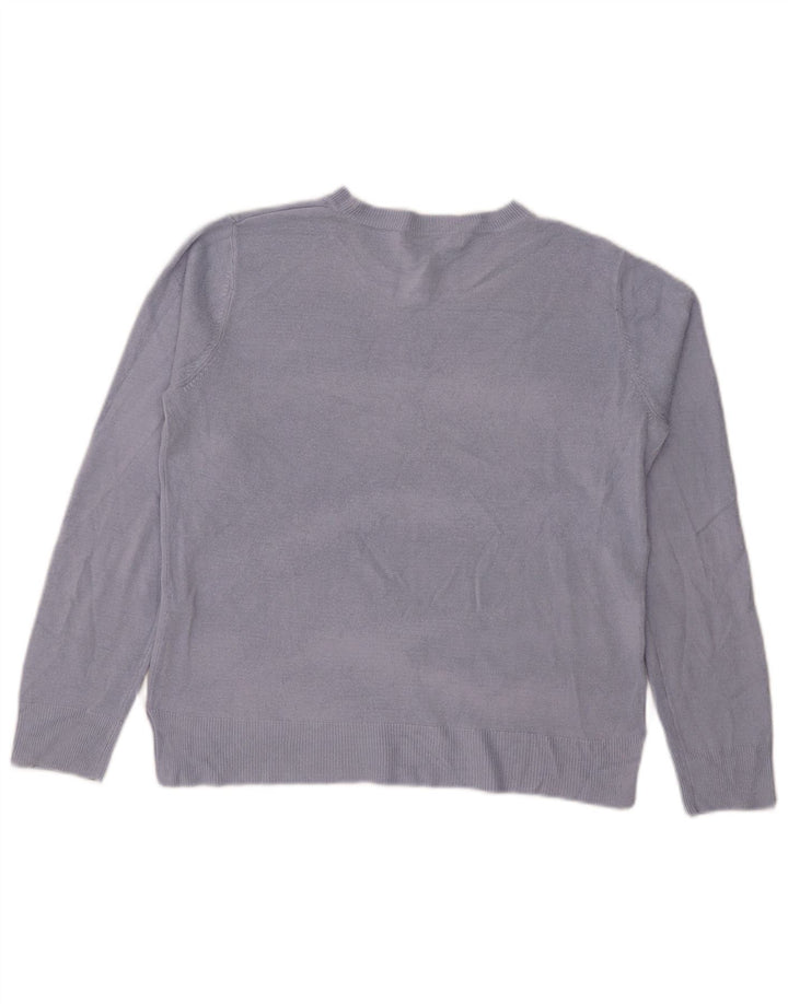 Marks & Spencer Dame sweater med rund hals DK 14 Stor blå viskose