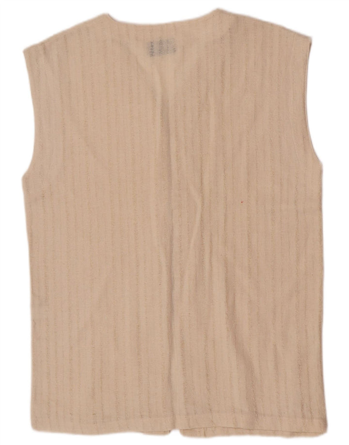 Mills Womens Gilet UK 16 Large Off White Stribet Bomuld