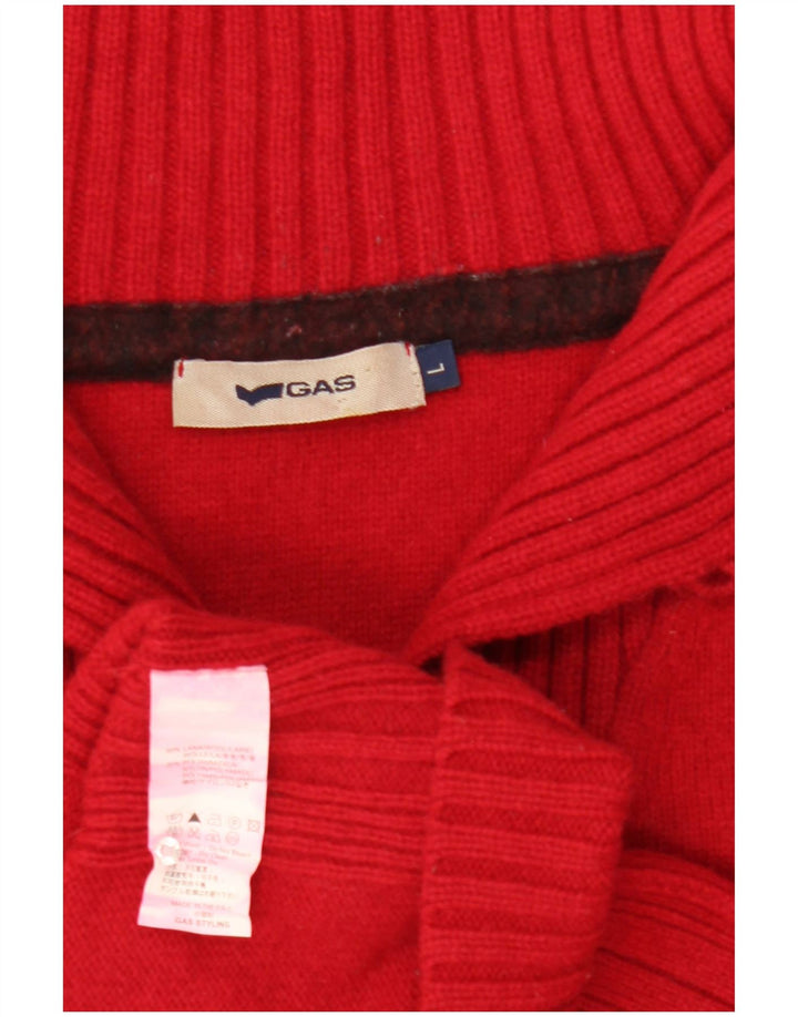 Gas Dame Button Neck Jumper Sweater UK 16 Large Red Wool