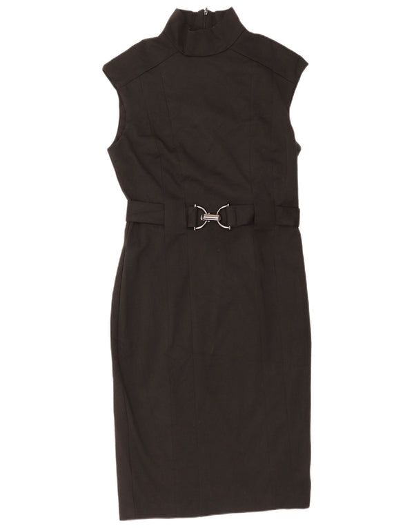 Zara Dame Sleeveless Sheath Dress UK 14 Large Black Polyester
