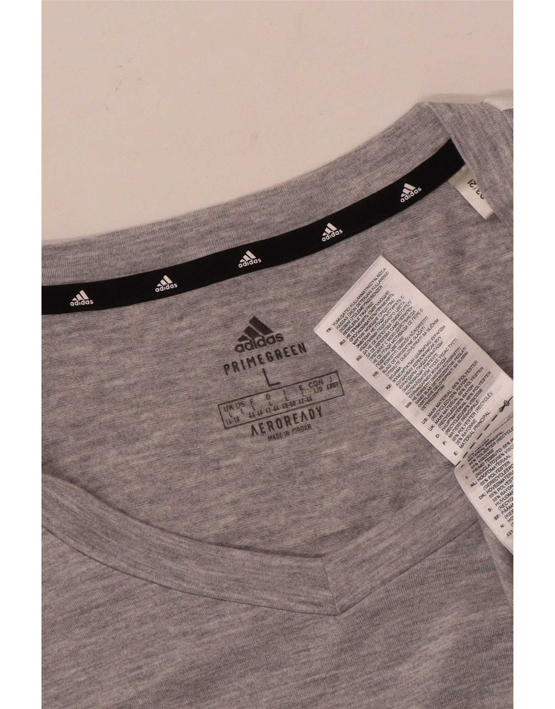 Adidas Dame T-Shirt Top UK 16/18 Stor Grå Polyester