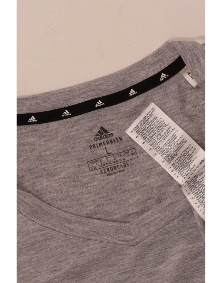 Adidas Dame T-Shirt Top UK 16/18 Stor Grå Polyester