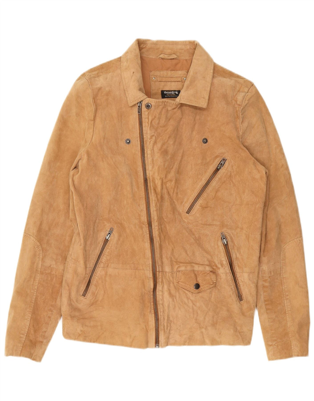 JACK & JONES Mens Suede Jacket UK 40 Large Beige