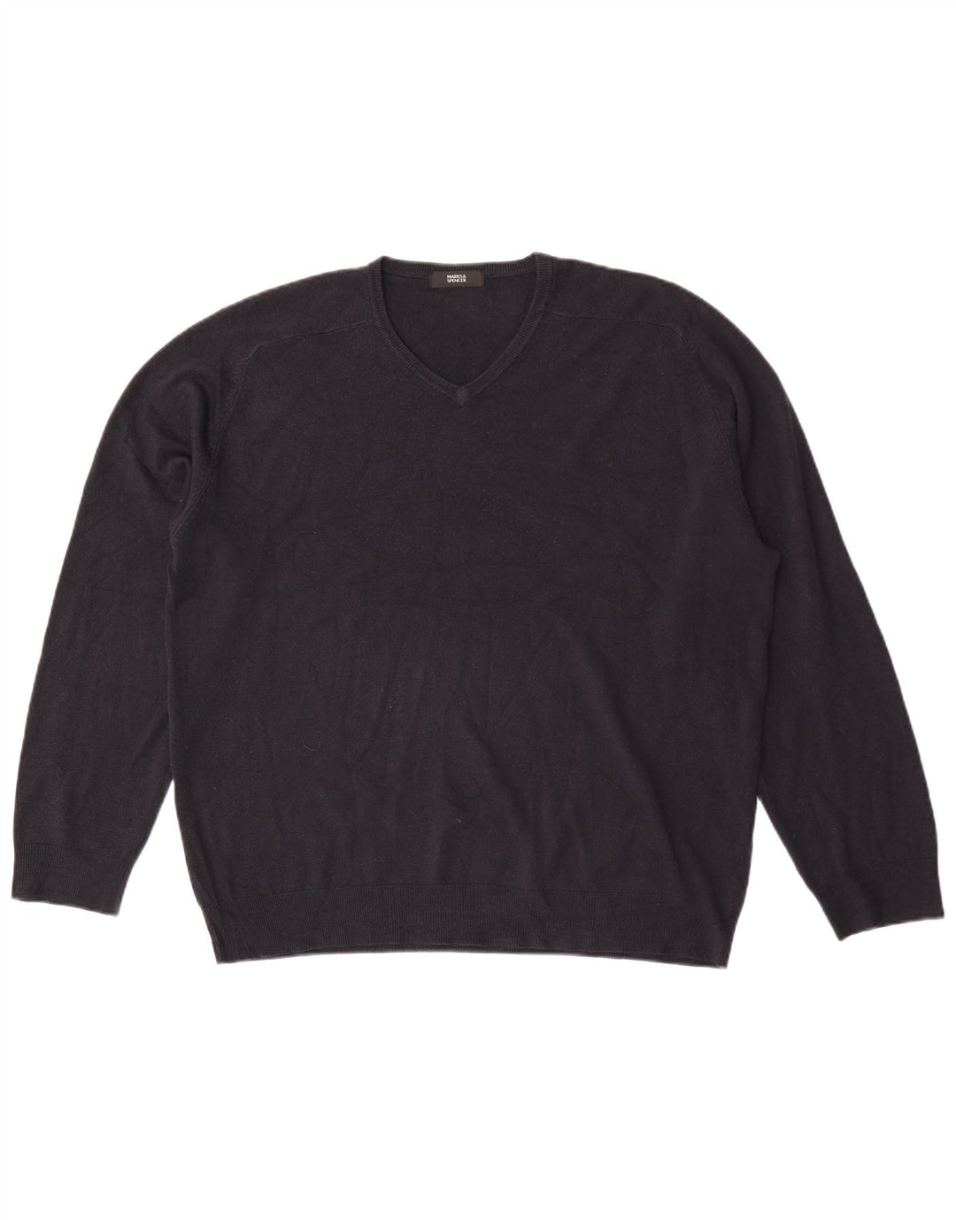 Marks & Spencer Herre V-hals sweater XL marineblå akryl