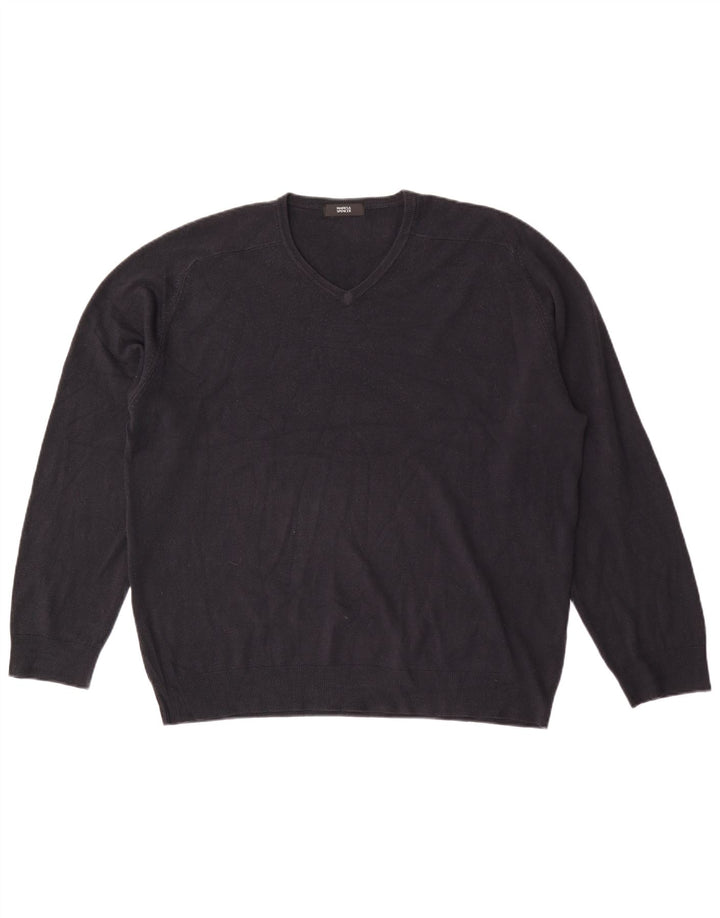 Marks & Spencer Herre V-hals sweater XL marineblå akryl
