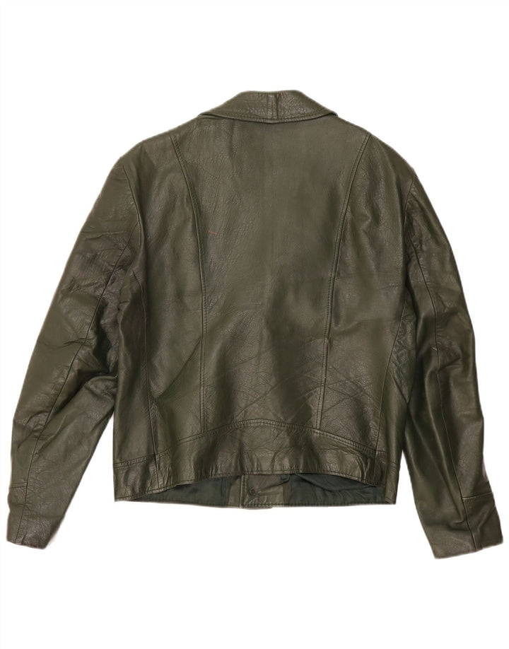 Vintage herre læderjakke IT 52 XL Khaki
