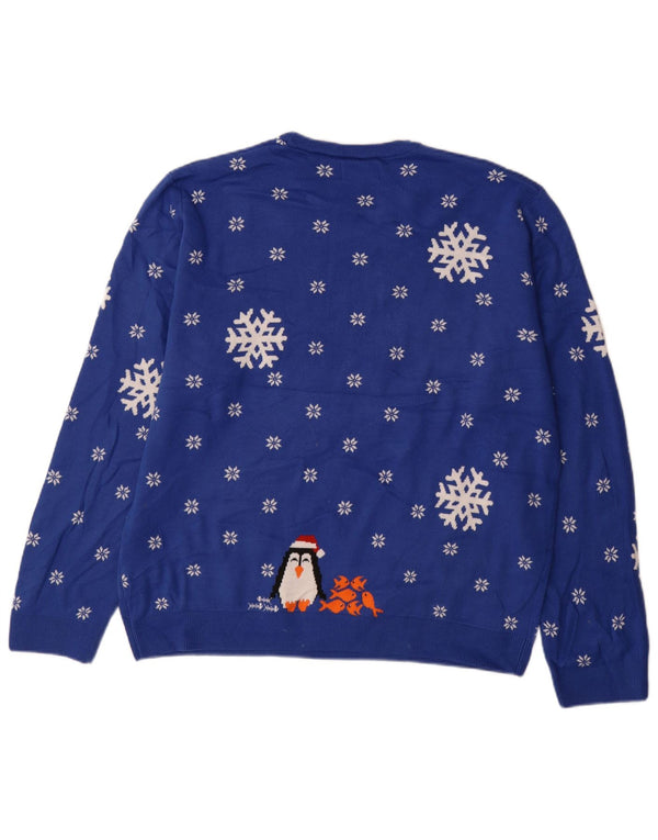 Marks & Spencer Herre sweater med rund hals XL Blue Fair Isle Akryl