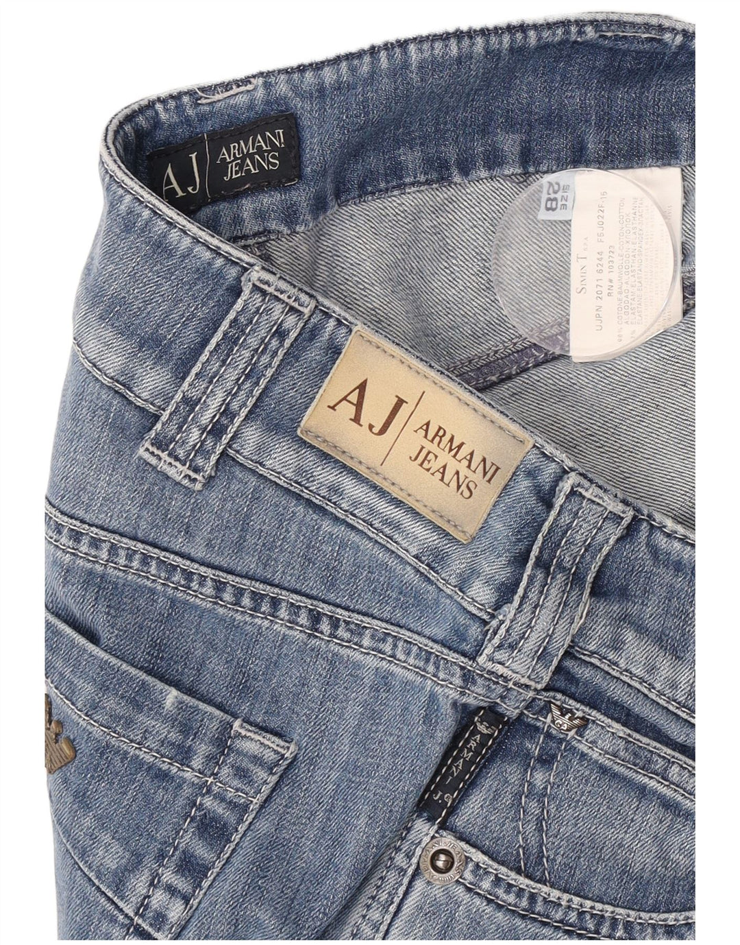 Armani Dame Straight Jeans W28 L30 Blå Bomuld