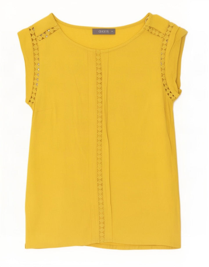 Oasis Dame Tunika Top UK 10 Small Yellow Viscose